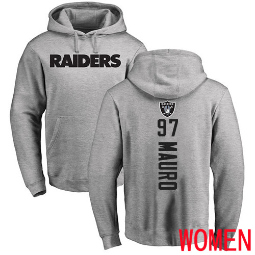 Oakland Raiders Ash Women Josh Mauro Backer NFL Football #97 Pullover Hoodie Sweatshirts